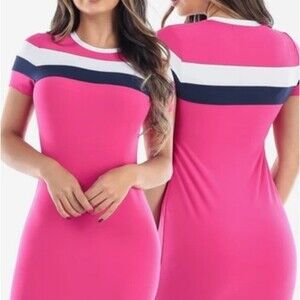 Pink Striped Bodycon Dress M